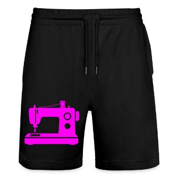 Pinke Nähmaschine - Stanley/Stella Unisex Bio Joggingshorts Trainer  - Schwarz - Vorne - Nik (191cm) & Marisol (170cm)