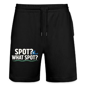 Secret fishing spot – don't ask - Stanley/Stella Trainer Unisex Organic Jogging Shorts - black - Front - Nik (191cm) & Marisol (170cm)