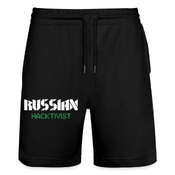 Russian Hacktivist Cyber Security Design - Stanley/Stella Trainer Unisex Organic Jogging Shorts - black - Front - Nik (191cm) & Marisol (170cm)