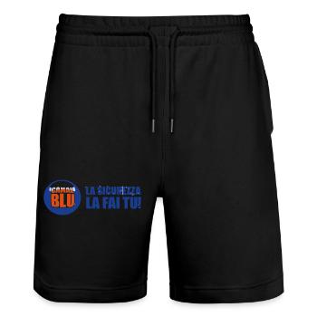 Safety is done by you - Canal BLU - Stanley/Stella Trainer Unisex Organic Jogging Shorts - black - Front - Nik (191cm) & Marisol (170cm)