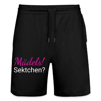 Mädels Sektchen Sekt Sektparty - Stanley/Stella Unisex Bio Joggingshorts Trainer  - Schwarz - Vorne - Nik (191cm) & Marisol (170cm)