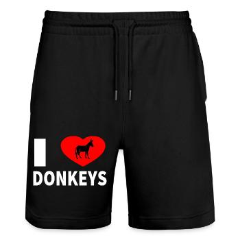 âne - Short de jogging bio TRAINER Stanley/Stella unisexe - noir - Devant - Nik (191cm) & Marisol (170cm)