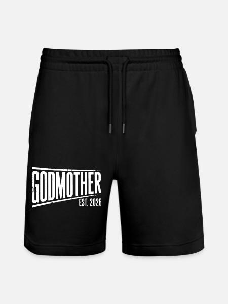 Godmother Est 2026 Bold Banner - Stanley/Stella Trainer Unisex Organic Jogging Shorts - black