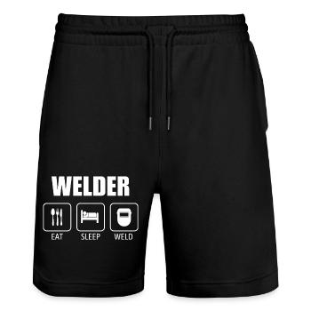 Welder Eat Sleep Repeat Funny Welding Design - Stanley/Stella Trainer Unisex Organic Jogging Shorts - black - Front - Nik (191cm) & Marisol (170cm)