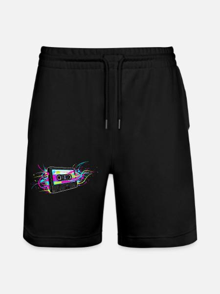 Retro Kassette 80er 90er Musik - Stanley/Stella Unisex Bio Joggingshorts Trainer  - Schwarz