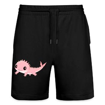 Pale Pink Dino Favorite Axolotl - Stanley/Stella Trainer Unisex Organic Jogging Shorts - black - Front - Nik (191cm) & Marisol (170cm)
