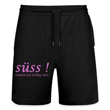 Süss! einfach nur richtig süss Schriftzug - Stanley/Stella Unisex Bio Joggingshorts Trainer  - Schwarz - Vorne - Nik (191cm) & Marisol (170cm)