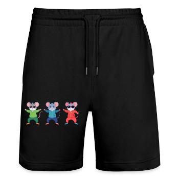 Motif de Trois souris cool avec lunettes de soleil : animal et enfant - Short de jogging bio TRAINER Stanley/Stella unisexe - noir - Devant - Nik (191cm) & Marisol (170cm)