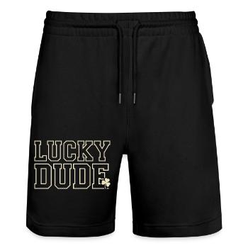 Lucky Dude St. Patricks Day Kleeblatt - Stanley/Stella Unisex Bio Joggingshorts Trainer  - Schwarz - Vorne - Nik (191cm) & Marisol (170cm)