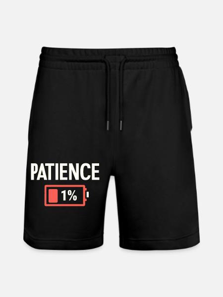 Patience 1% Low Battery Funny Sarcasm - Stanley/Stella Trainer Unisex Organic Jogging Shorts - black