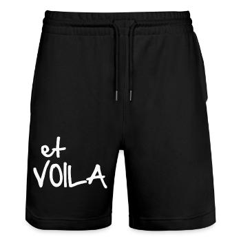 ET VOILA - Stanley/Stella Trainer Unisex Organic Jogging Shorts - black - Front - Nik (191cm) & Marisol (170cm)