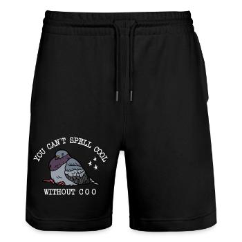 Taube Can’t Spell Cool - Stanley/Stella Unisex Bio Joggingshorts Trainer  - Schwarz - Vorne - Nik (191cm) & Marisol (170cm)