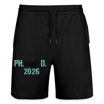 Doctor 2026 Degree Philistine Dissertation PhD - Stanley/Stella Trainer Unisex Organic Jogging Shorts - black - Front - Nik (191cm) & Marisol (170cm)