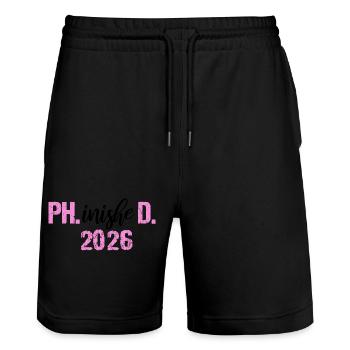 Doctor 2026 Degree Philistine Dissertation PhD - Stanley/Stella Trainer Unisex Organic Jogging Shorts - black - Front - Nik (191cm) & Marisol (170cm)