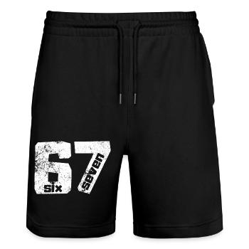 67 Six Seven - Stanley/Stella Unisex Bio Joggingshorts Trainer  - Schwarz - Vorne - Nik (191cm) & Marisol (170cm)