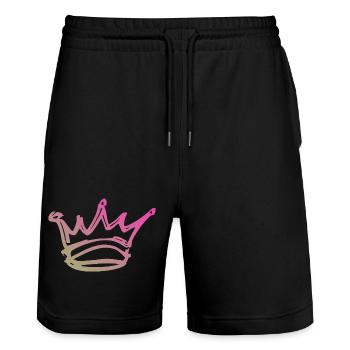 Gradient Crown Sketch - Stanley/Stella Trainer Unisex Organic Jogging Shorts - black - Front - Nik (191cm) & Marisol (170cm)