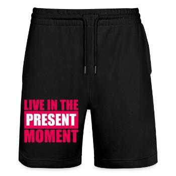 Live In The Moment Mindfulness Presence Awareness - Stanley/Stella Trainer Unisex Organic Jogging Shorts - black - Front - Nik (191cm) & Marisol (170cm)