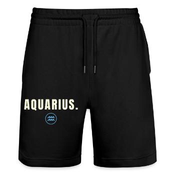 AQUARIUS. Minimalist Zodiac Success Edition - Stanley/Stella Unisex Bio Joggingshorts Trainer  - Schwarz - Vorne - Nik (191cm) & Marisol (170cm)