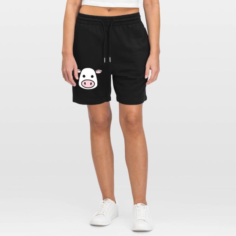 Cute Cow Head Face Comic Vector Stanley/Stella Trainer Unisex Organic Jogging Shorts
