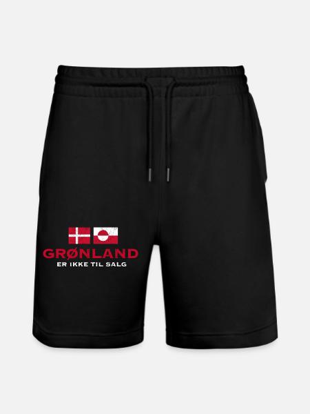 Greenland Flag Distress Unity - Stanley/Stella Trainer Unisex Organic Jogging Shorts - black