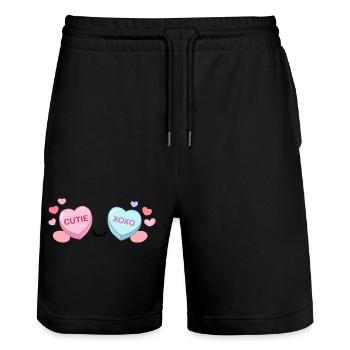 Candy Eyes Kawaii – Sweet Valentine Eyes - Stanley/Stella Trainer Unisex Organic Jogging Shorts - black - Front - Nik (191cm) & Marisol (170cm)