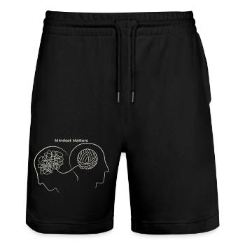 Mindset Matters: Gedankenknoten - Stanley/Stella Unisex Bio Joggingshorts Trainer  - Schwarz - Vorne - Nik (191cm) & Marisol (170cm)