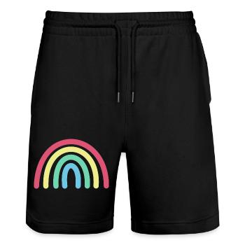 Rainbow - Stanley/Stella Trainer Unisex Organic Jogging Shorts - black - Front - Nik (191cm) & Marisol (170cm)
