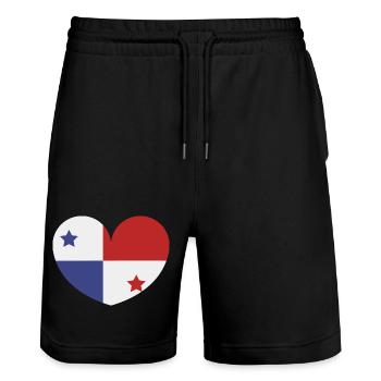 Drapeau du cœur du Panama - Short de jogging bio TRAINER Stanley/Stella unisexe - noir - Devant - Nik (191cm) & Marisol (170cm)