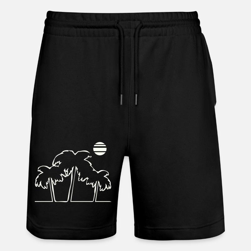 Tropical palm trees in sunset - Stanley/Stella Trainer Unisex Organic Jogging Shorts - black