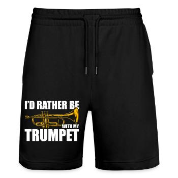 I'd rather be with my trombone Trompetenspieler - Stanley/Stella Unisex Bio Joggingshorts Trainer  - Schwarz - Vorne - Nik (191cm) & Marisol (170cm)