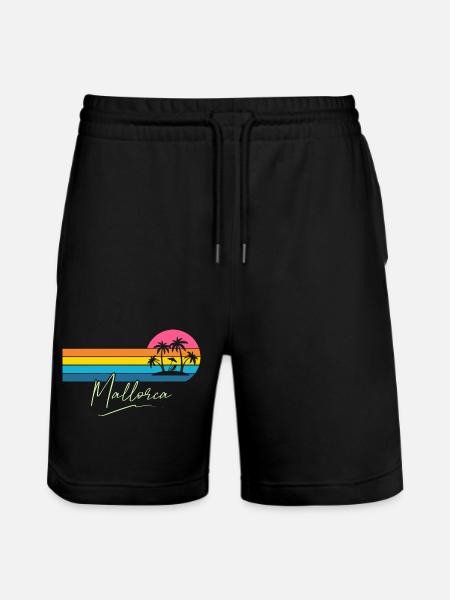 Mallorca Palm Trees Sunset Retro - Stanley/Stella Trainer Unisex Organic Jogging Shorts - black