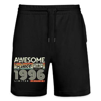 30. Geburtstag Retro Geschenk 1996 Jahrgang - Stanley/Stella Unisex Bio Joggingshorts Trainer  - Schwarz - Vorne - Nik (191cm) & Marisol (170cm)