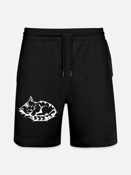 Sleeping Cat White - Stanley/Stella Trainer Unisex Organic Jogging Shorts - black