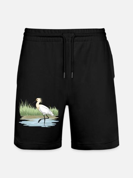 Löffler Loeffler Platalea leucorodia - Stanley/Stella Trainer Unisex Organic Jogging Shorts - black