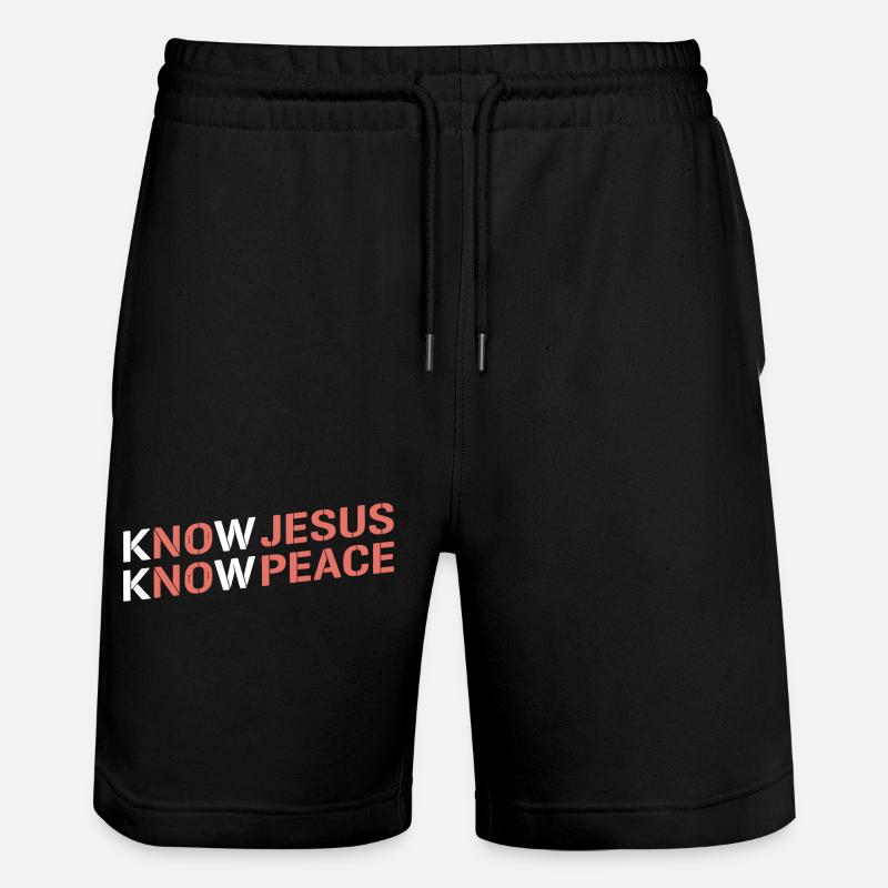 Know Jesus Know Peace Gradient - Stanley/Stella Trainer Unisex Organic Jogging Shorts - black