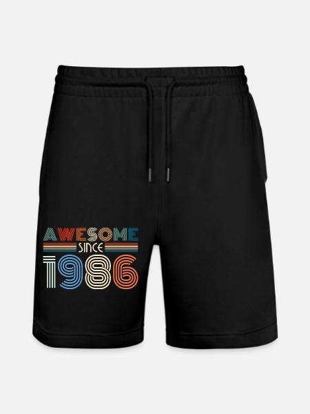 Awesome Since 1986 Retro Stripes - Stanley/Stella Unisex Bio Joggingshorts Trainer  - Schwarz