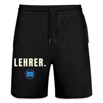 LEHRER. Minimalist Job Success Edition - Stanley/Stella Unisex Bio Joggingshorts Trainer  - Schwarz - Vorne - Nik (191cm) & Marisol (170cm)