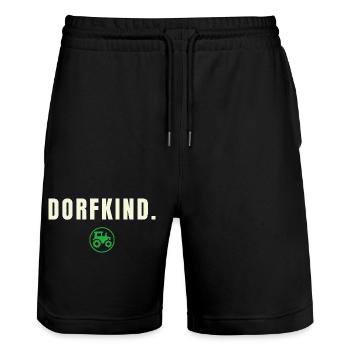 DORFKIND. Minimalist Country Life Success Edition - Stanley/Stella Unisex Bio Joggingshorts Trainer  - Schwarz - Vorne - Nik (191cm) & Marisol (170cm)