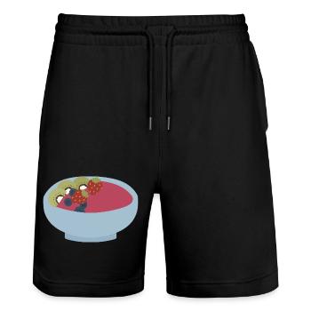 Frucht-Smoothie-Schüssel-Illustration - Stanley/Stella Unisex Bio Joggingshorts Trainer  - Schwarz - Vorne - Nik (191cm) & Marisol (170cm)