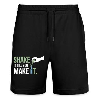 Zertifizierte klinische Sukkussionsspezialisten-Ausrüstung - Stanley/Stella Unisex Bio Joggingshorts Trainer  - Schwarz - Vorne - Nik (191cm) & Marisol (170cm)