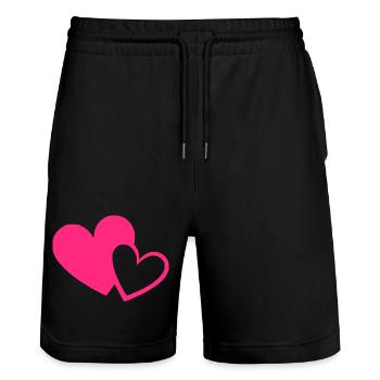 Cadeau de la Saint-Valentin en cœur rose rose - Short de jogging bio TRAINER Stanley/Stella unisexe - noir - Devant - Nik (191cm) & Marisol (170cm)