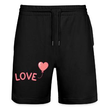 Pastel Love Balloon Illustration - Stanley/Stella Trainer Unisex Organic Jogging Shorts - black - Front - Nik (191cm) & Marisol (170cm)