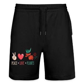 Plant Lover Peace Love Plants Succulent Flower - Stanley/Stella Unisex Bio Joggingshorts Trainer  - Schwarz - Vorne - Nik (191cm) & Marisol (170cm)