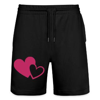Cœur rose, cadeau rose, fête des mères - Short de jogging bio TRAINER Stanley/Stella unisexe - noir - Devant - Nik (191cm) & Marisol (170cm)