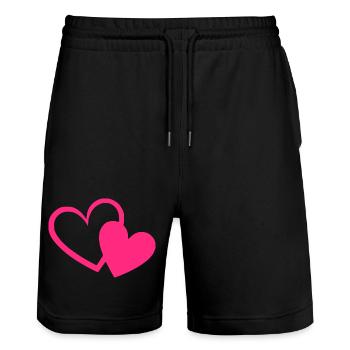 Cadeau de la Saint-Valentin en cœur rose rose - Short de jogging bio TRAINER Stanley/Stella unisexe - noir - Devant - Nik (191cm) & Marisol (170cm)