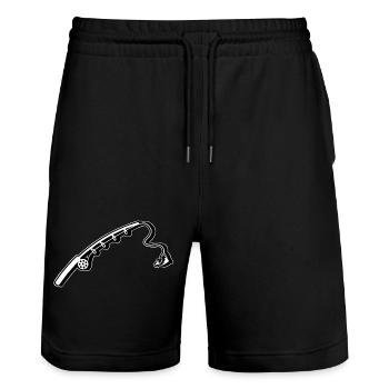 Fishing Rod Fishing - Stanley/Stella Trainer Unisex Organic Jogging Shorts - black - Front - Nik (191cm) & Marisol (170cm)