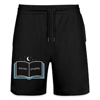 Only one more chapter – reading - Stanley/Stella Trainer Unisex Organic Jogging Shorts - black - Front - Nik (191cm) & Marisol (170cm)