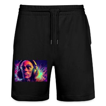 MusicPsychodelic - Stanley/Stella Unisex Bio Joggingshorts Trainer  - Schwarz - Vorne - Nik (191cm) & Marisol (170cm)
