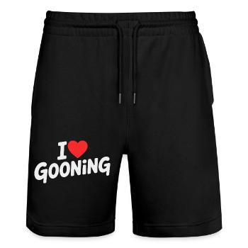 J’adore le gooning - Un design de mèmes drôle pour les joueurs - Short de jogging bio TRAINER Stanley/Stella unisexe - noir - Devant - Nik (191cm) & Marisol (170cm)