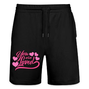 You Are Loved No Matter How You Feel Mitgefühl - Stanley/Stella Unisex Bio Joggingshorts Trainer  - Schwarz - Vorne - Nik (191cm) & Marisol (170cm)